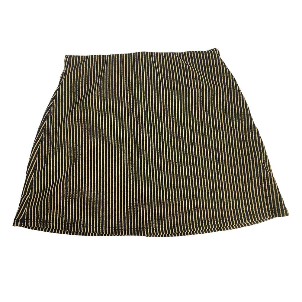 Urban Outfitters Gold and Black A-Line Striped Mini Skirt NEW Size Small